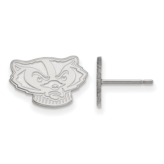 10K White Gold Logoart University Of Wisconsin Badger Extra Small Post Earrings