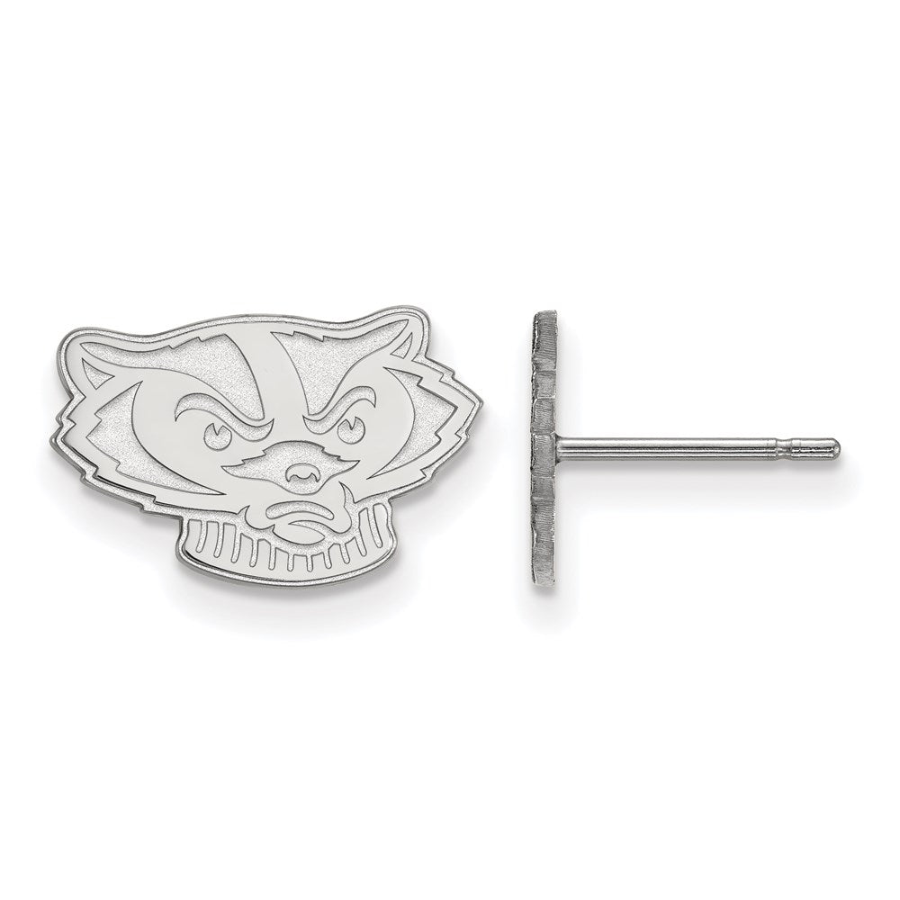 10K White Gold Logoart University Of Wisconsin Badger Extra Small Post Earrings
