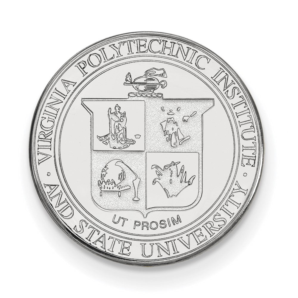 Sterling Silver Rhod-Pltd Logoart Virginia Tech Crest Lapel Pin