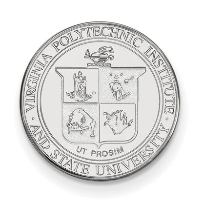 Sterling Silver Rhod-Pltd Logoart Virginia Tech Crest Lapel Pin