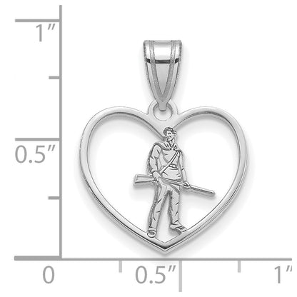 Sterling Silver Rhodium Plated Logoart West Virginia University Mountaineer Heart Pendant
