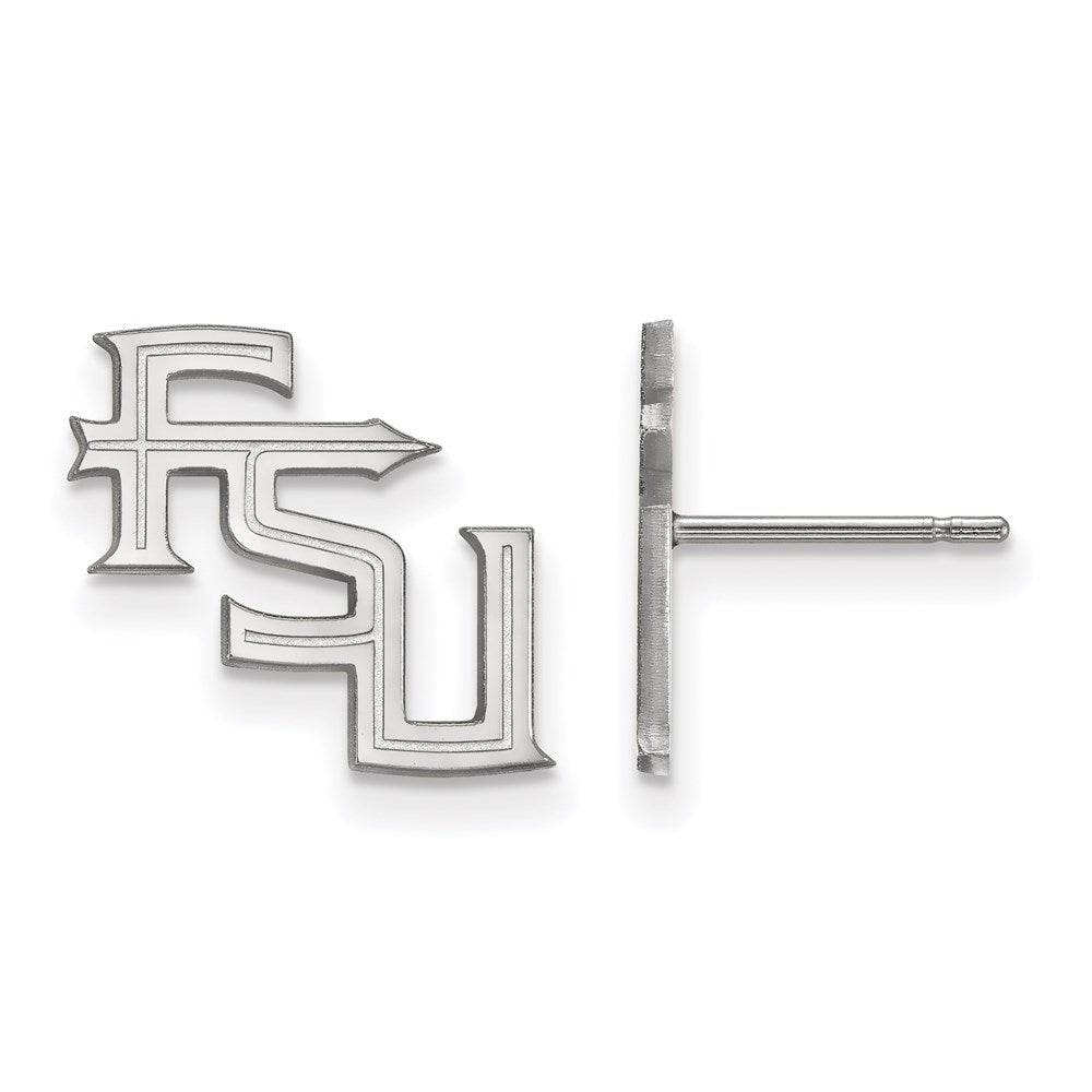 14K White Gold Logoart Florida State University F S U Small Post Earrings