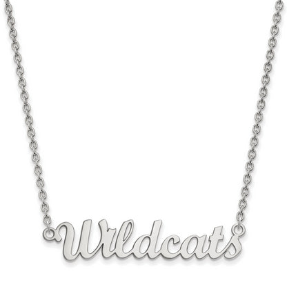 Sterling Silver Rhodium Plated Logoart Kansas State University Wildcats Script Medium Pendant 18 Inch Necklace