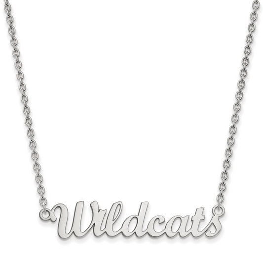 Sterling Silver Rhodium Plated Logoart Kansas State University Wildcats Script Medium Pendant 18 Inch Necklace