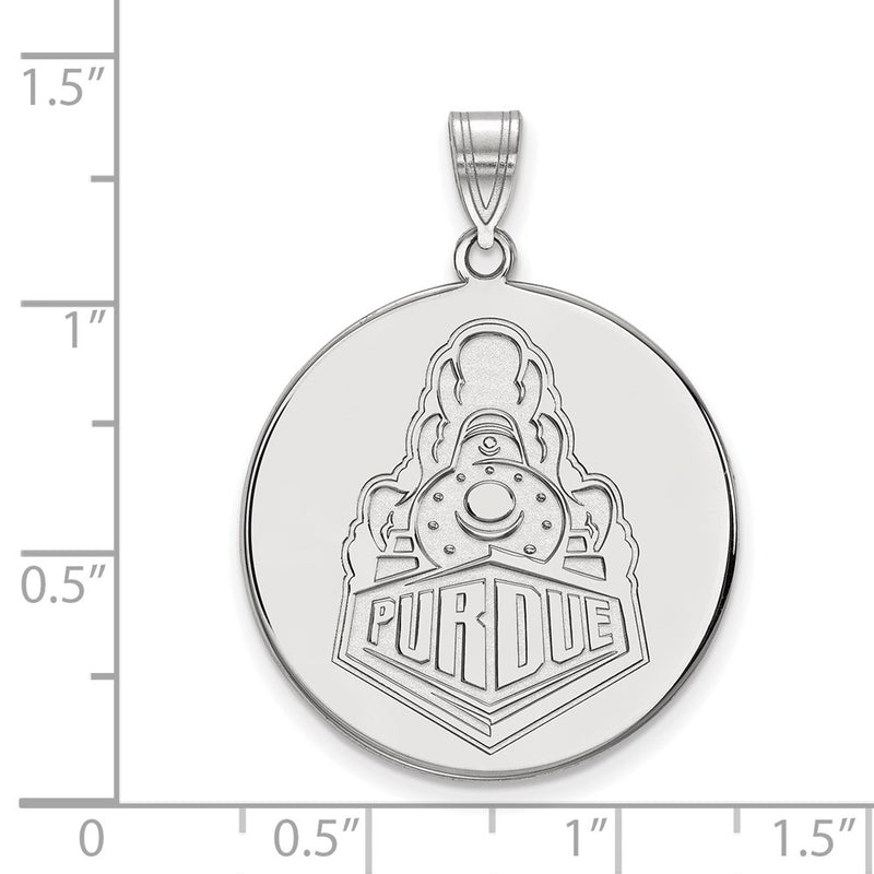 Sterling Silver Rhodium Plated Logoart Purdue University Boilermakers Train Logo Extra Large Disc Pendant