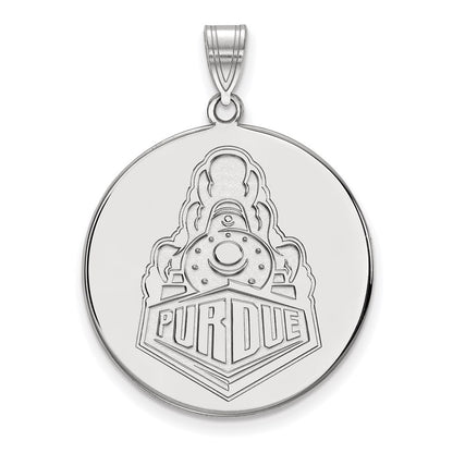 14K White Gold Logoart Purdue University Boilermakers Train Logo Extra Large Disc Pendant