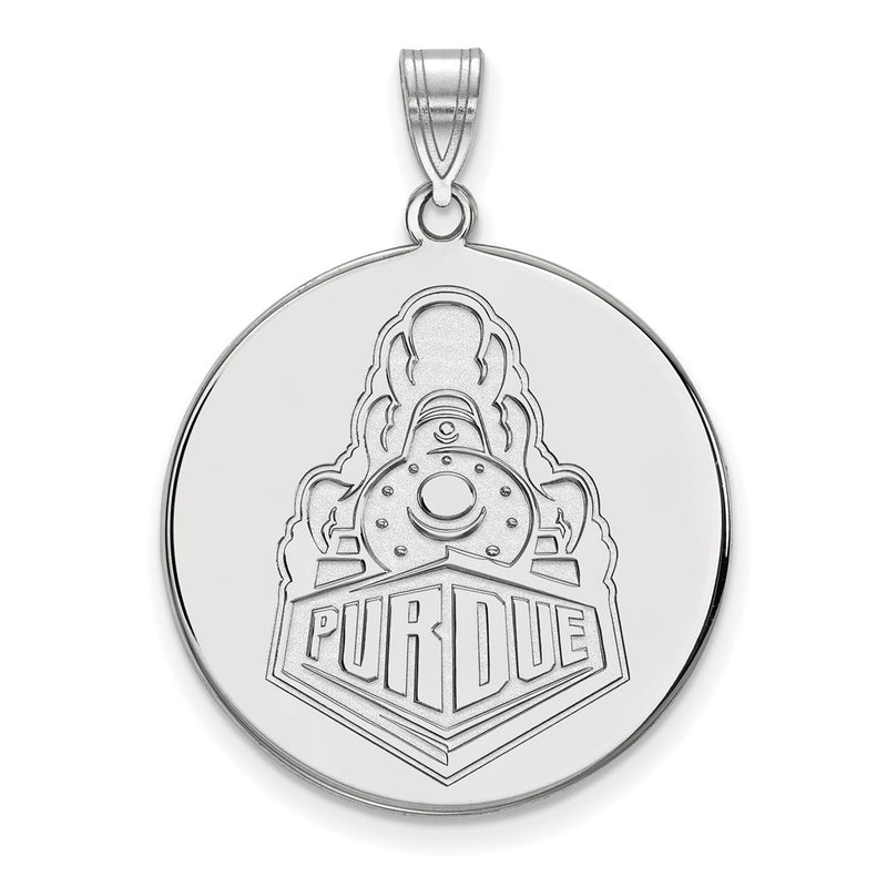 14K White Gold Logoart Purdue University Boilermakers Train Logo Extra Large Disc Pendant