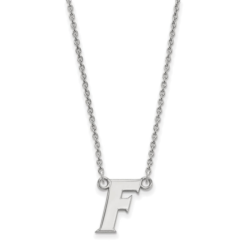 Sterling Silver Rhodium Plated Logoart University Of Florida Letter F Small Pendant 18 Inch Necklace
