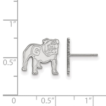 10K White Gold Logoart University Of Georgia Bulldog Small Post Earrings