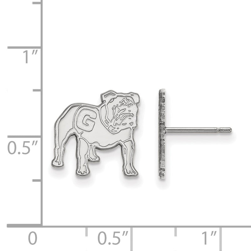 10K White Gold Logoart University Of Georgia Bulldog Small Post Earrings