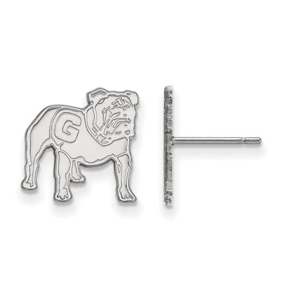 10K White Gold Logoart University Of Georgia Bulldog Small Post Earrings