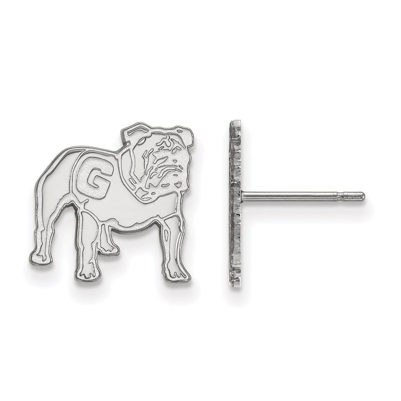 10K White Gold Logoart University Of Georgia Bulldog Small Post Earrings