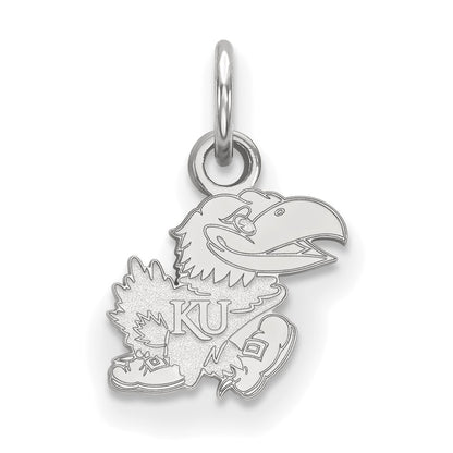 Sterling Silver Rhodium Plated Logoart University Of Kansas Jayhawk Extra Small Pendant