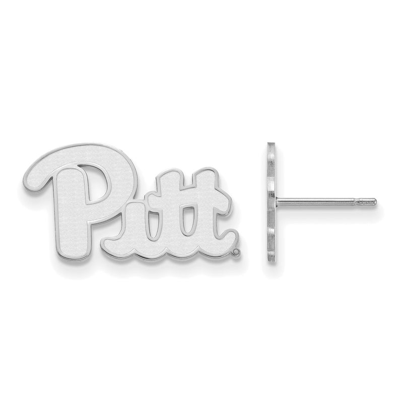Sterling Silver Rhodium Plated Logoart University Of Pittsburgh Small Post Earrings