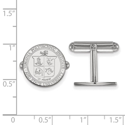 Sterling Silver Rhod-Pltd Logoart Virginia Tech Crest Cuff Links