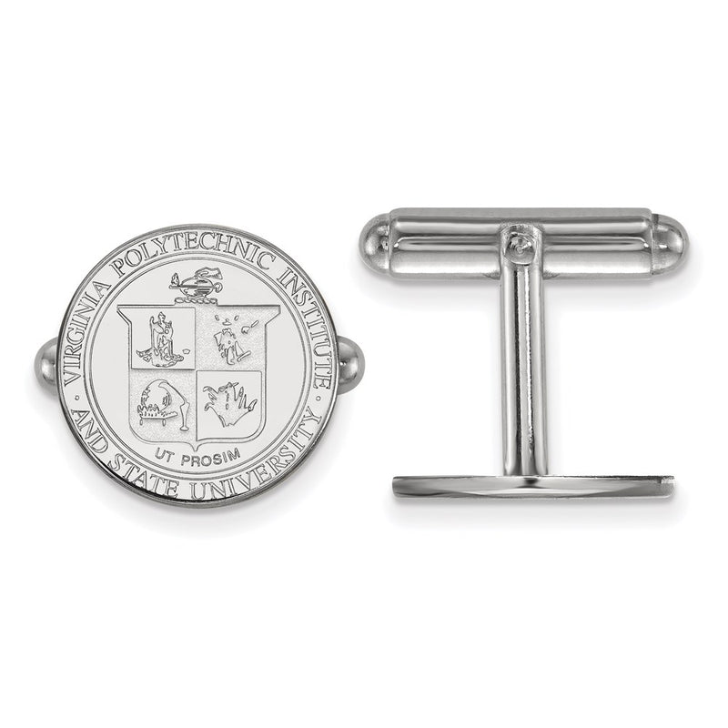 Sterling Silver Rhod-Pltd Logoart Virginia Tech Crest Cuff Links