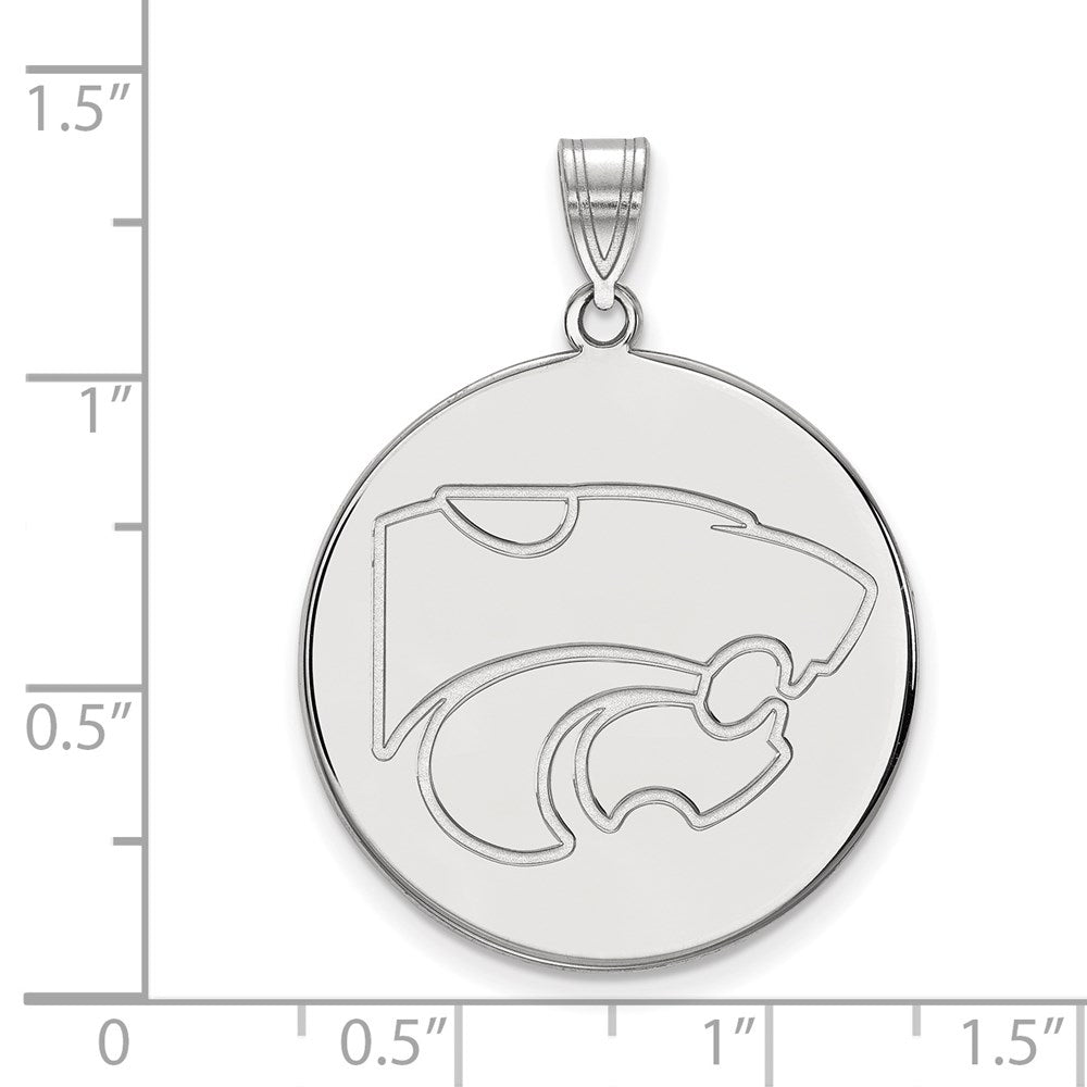 14K White Gold Logoart Kansas State University Wildcat Extra Large Disc Pendant