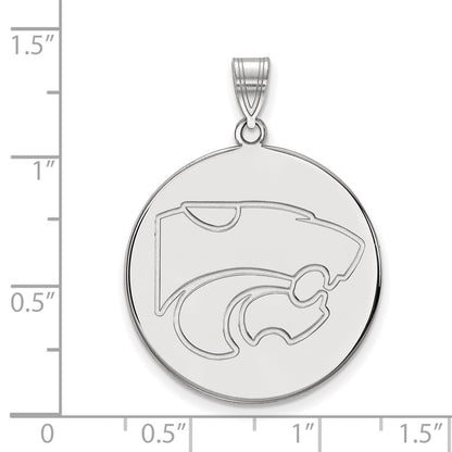 14K White Gold Logoart Kansas State University Wildcat Extra Large Disc Pendant