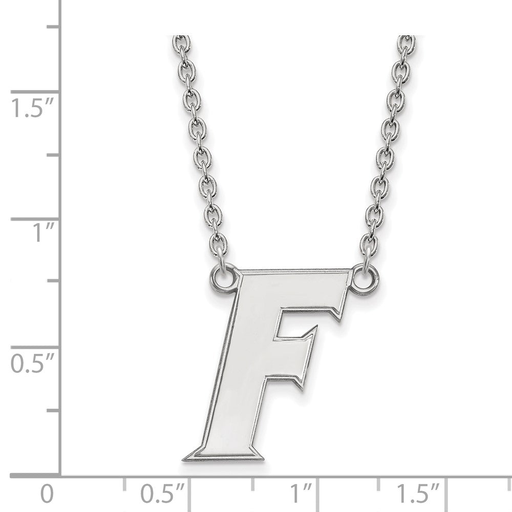 14K White Gold Logoart University Of Florida Letter F Large Pendant 18 Inch Necklace