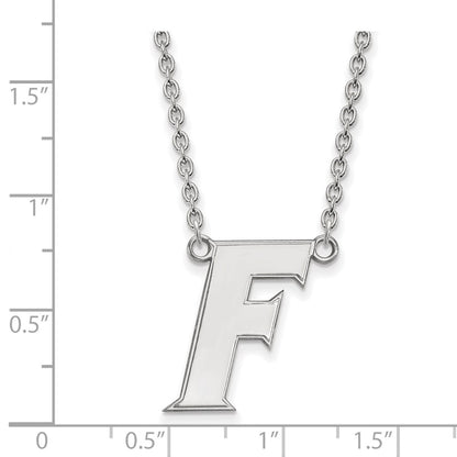 14K White Gold Logoart University Of Florida Letter F Large Pendant 18 Inch Necklace