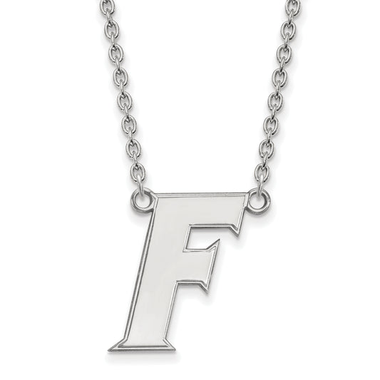 10K White Gold Logoart University Of Florida Letter F Large Pendant 18 Inch Necklace