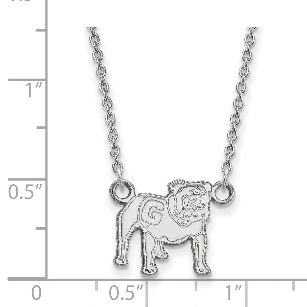 10K White Gold Logoart University Of Georgia Bulldog Small Pendant 18 Inch Necklace