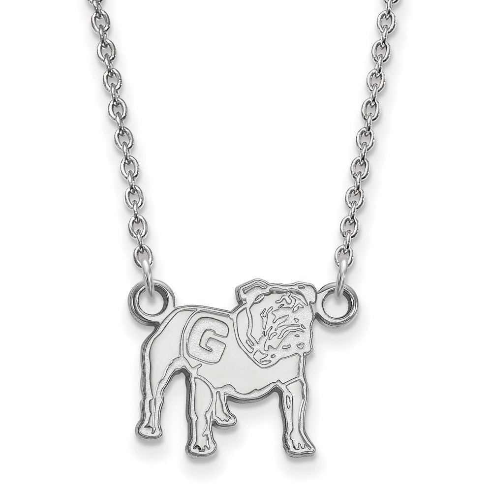 14K White Gold Logoart University Of Georgia Bulldog Small Pendant 18 Inch Necklace