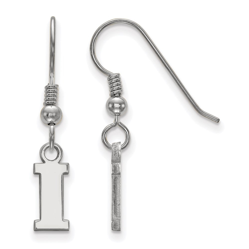 Sterling Silver Rhodium Plated Logoart University Of Iowa Letter I Extra Small Dangle Wire Earrings