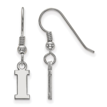 Sterling Silver Rhodium Plated Logoart University Of Iowa Letter I Extra Small Dangle Wire Earrings