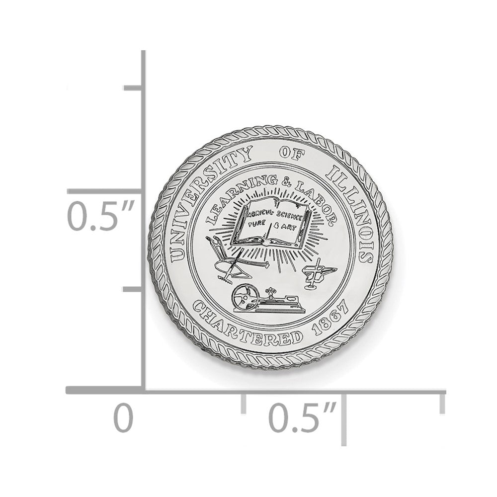 Sterling Silver Rhod-Pltd Logoart University of Illinois Crest Lapel Pin