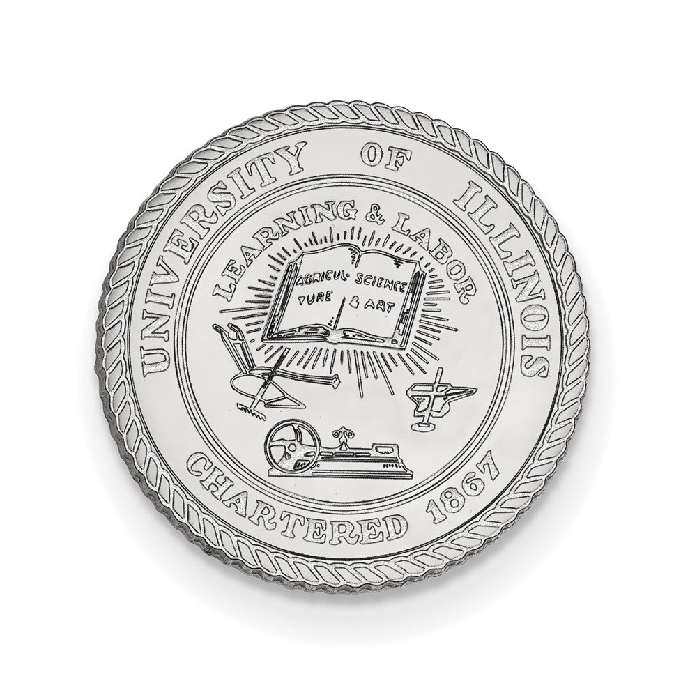 Sterling Silver Rhod-Pltd Logoart University of Illinois Crest Lapel Pin