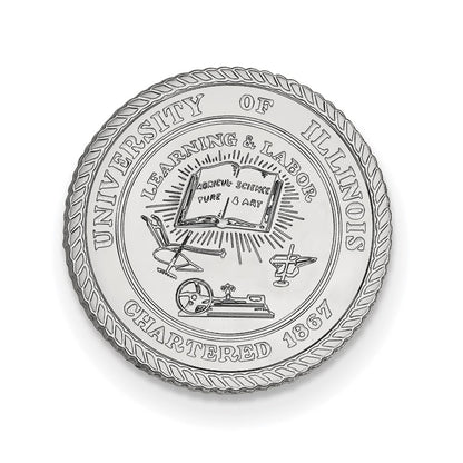 Sterling Silver Rhod-Pltd Logoart University of Illinois Crest Lapel Pin