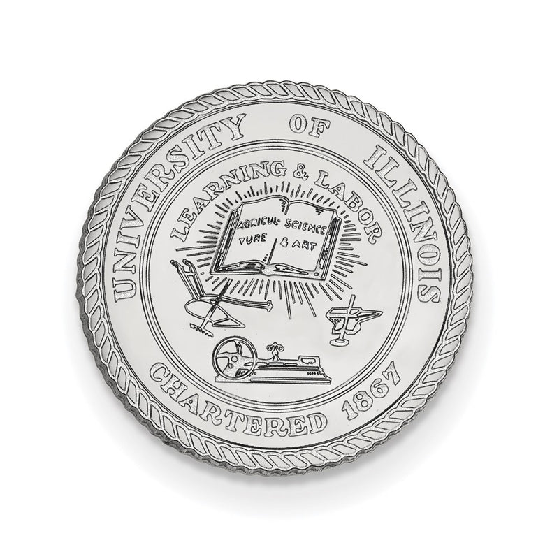 Sterling Silver Rhod-Pltd Logoart University of Illinois Crest Lapel Pin