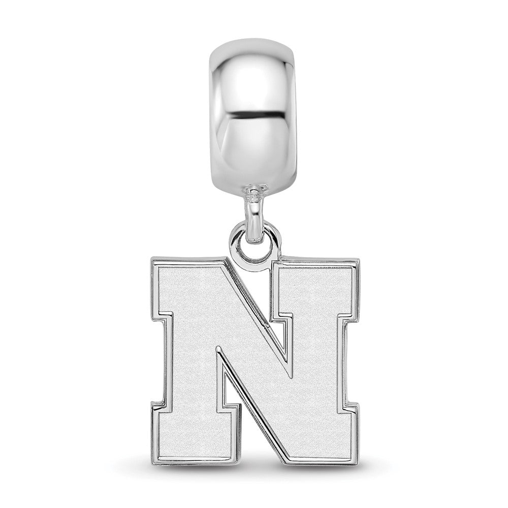 Sterling Silver Rhod-Pltd Logoart University of Nebraska Small Dangle Bead