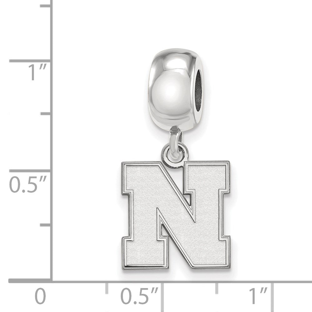Sterling Silver Rhod-Pltd Logoart University of Nebraska Small Dangle Bead