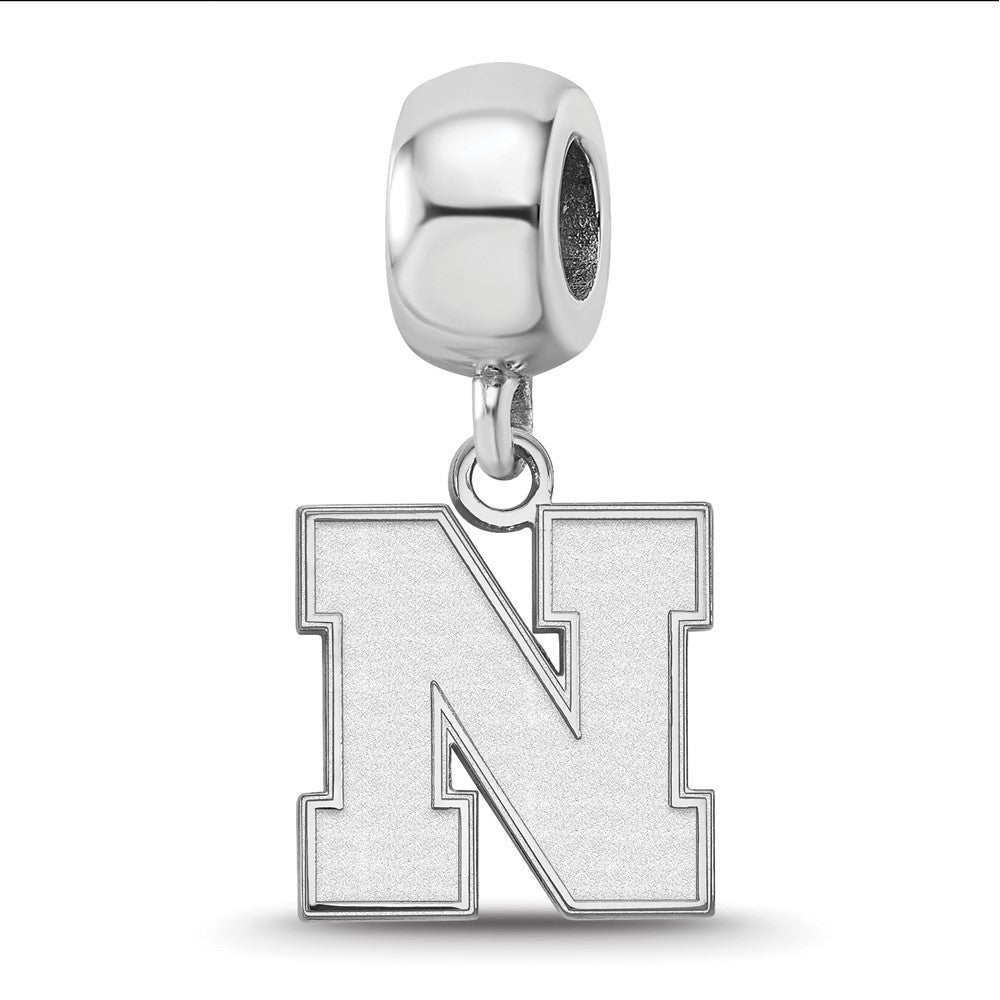 Sterling Silver Rhod-Pltd Logoart University of Nebraska Small Dangle Bead