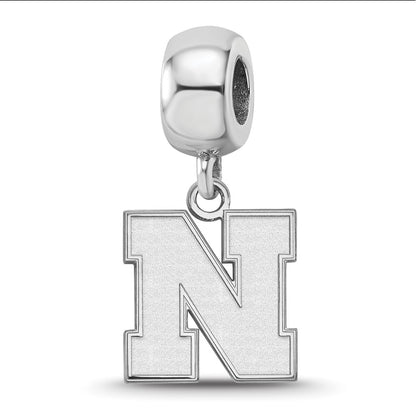 Sterling Silver Rhod-Pltd Logoart University of Nebraska Small Dangle Bead