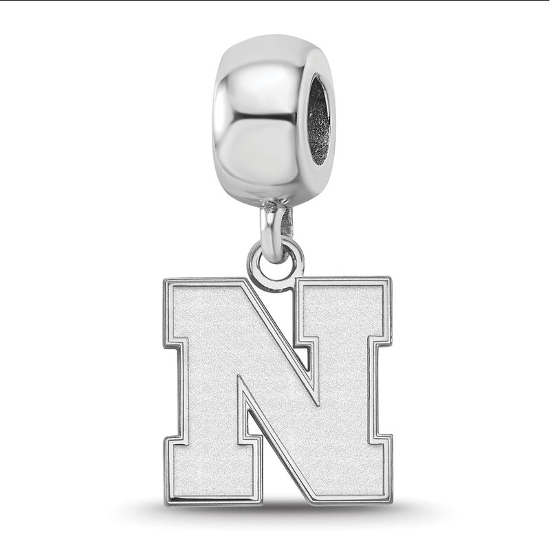 Sterling Silver Rhod-Pltd Logoart University of Nebraska Small Dangle Bead
