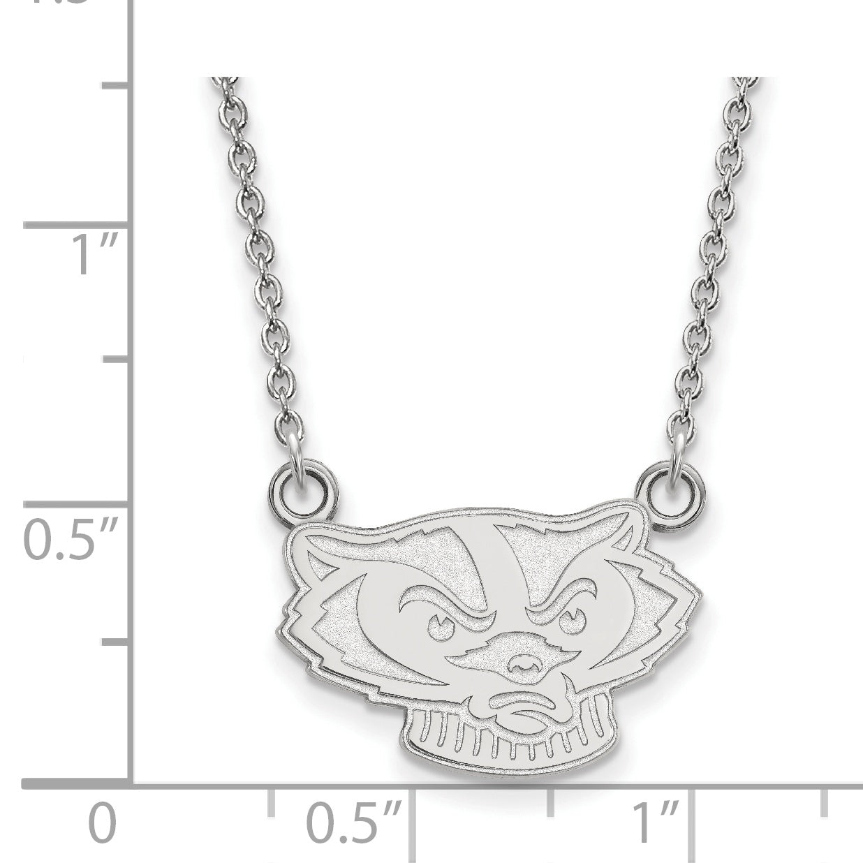 10K White Gold Logoart University Of Wisconsin Badger Small Pendant 18 Inch Necklace