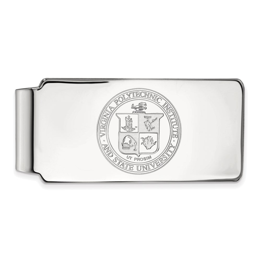 Sterling Silver Rhod-Pltd Logoart Virginia Tech Crest Money Clip