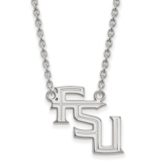 10K White Gold Logoart Florida State University F S U Large Pendant 18 Inch Necklace