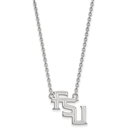 14K White Gold Logoart Florida State University F S U Large Pendant 18 Inch Necklace