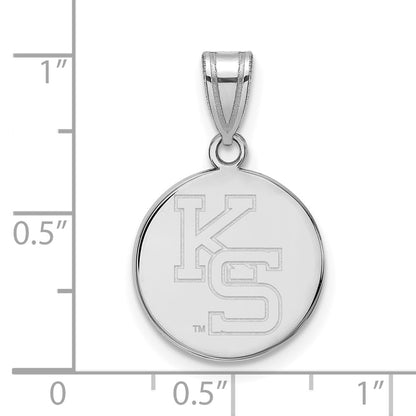 Sterling Silver Rhodium Plated Logoart Kansas State University K S Medium Pendant