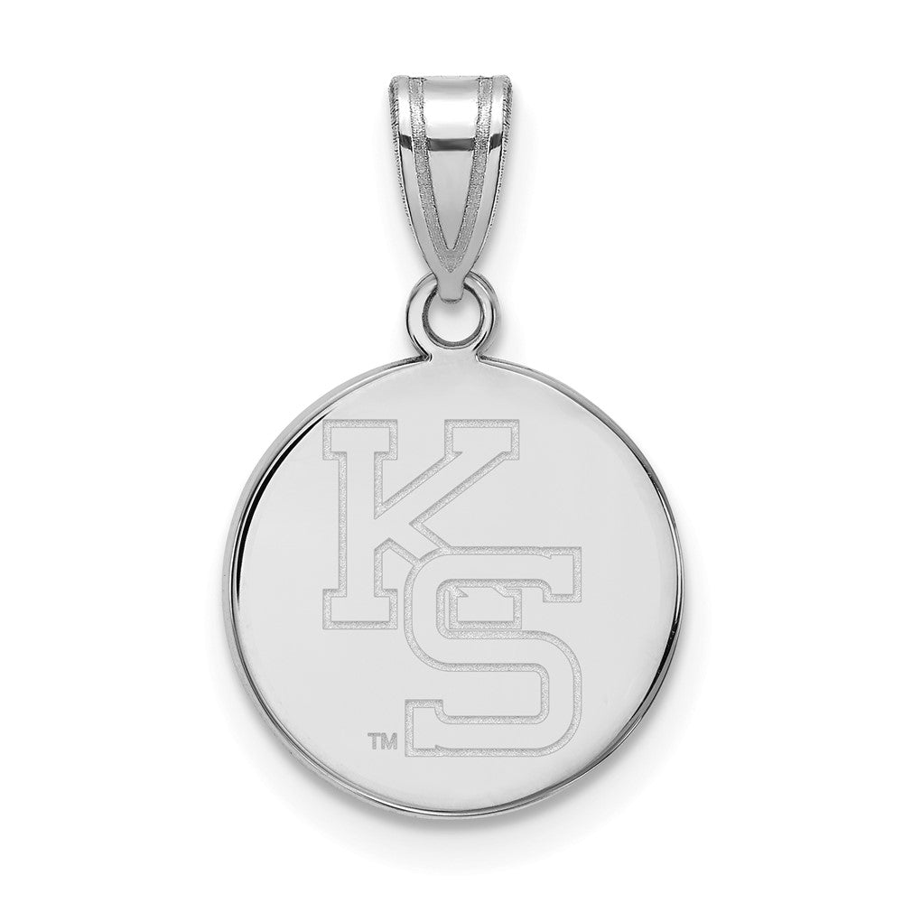Sterling Silver Rhodium Plated Logoart Kansas State University K S Medium Pendant