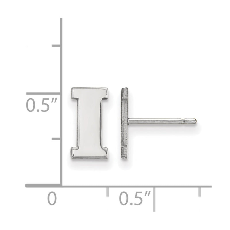 Sterling Silver Rhodium Plated Logoart University Of Iowa Letter I Extra Small Post Earrings