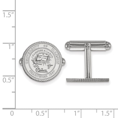 Sterling Silver Rhod-Pltd Logoart University of Illinois Crest Cuff Links