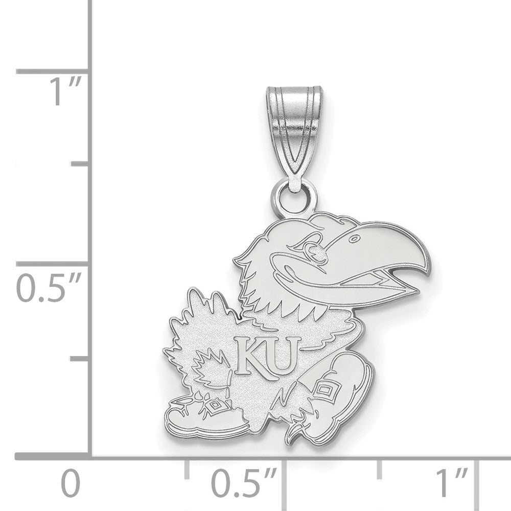 10K White Gold Logoart University Of Kansas Jayhawk Medium Pendant