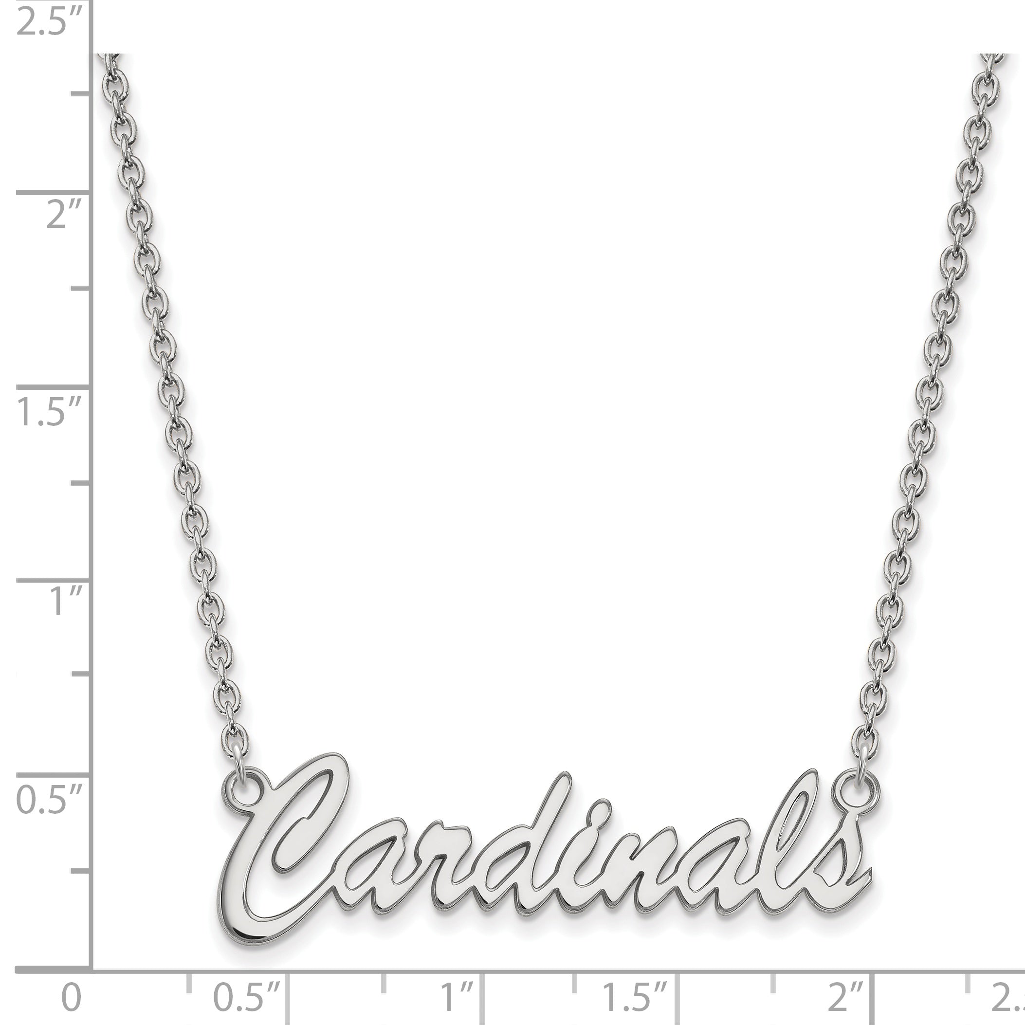 Sterling Silver Rhodium Plated Logoart University Of Louisville Cardinals Script Medium Pendant 18 Inch Necklace