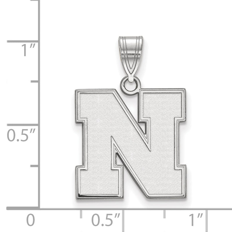 Sterling Silver Rhodium Plated Logoart University Of Nebraska Letter N Medium Pendant