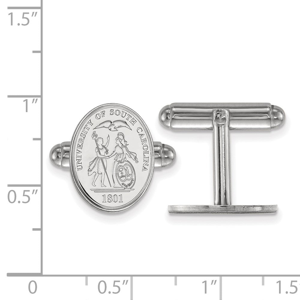Sterling Silver Rhod-Pltd Logoart U. of South Carolina Crest Cuff Links